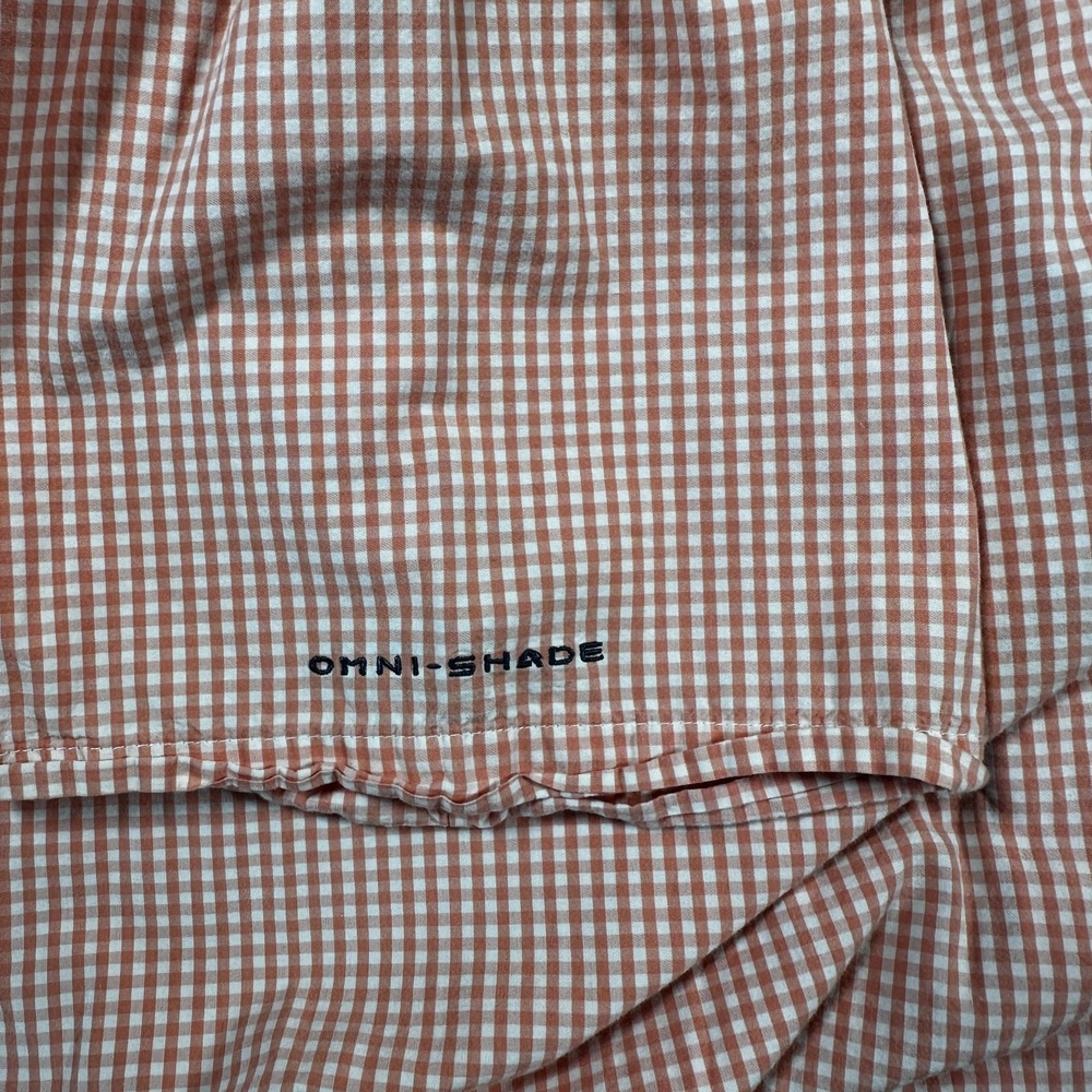 Columbia Bonehead Orange White Check 2XL Short Sleeve Button-Up Fishing Shirt - Picture 5 of 8